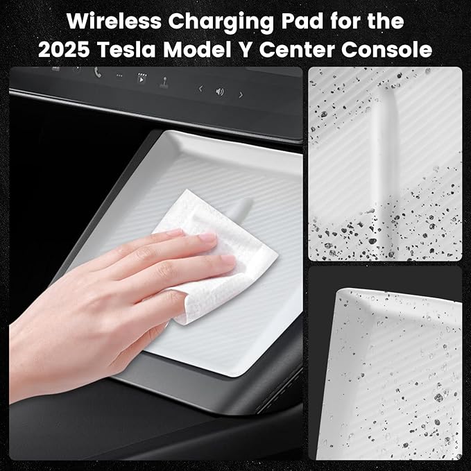 Tesla Wireless Charging Pad Silicone Protective Pad Accessories, Tesla Wireless Charging pad Accessories for 2025-2026 Tesla Model Y Juniper Premium/Performance - White