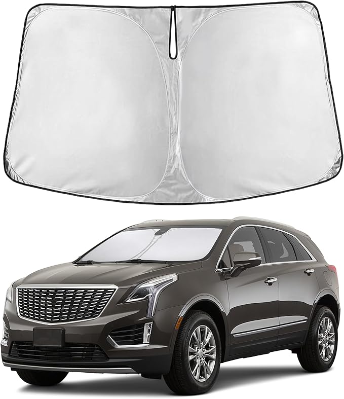 EcoNour Windshield Sun Shade Compatible for Cadillac CT5 2020-2026 Front Window Sunshade Foldable Sun Visor UV & Heat Blocking Protection