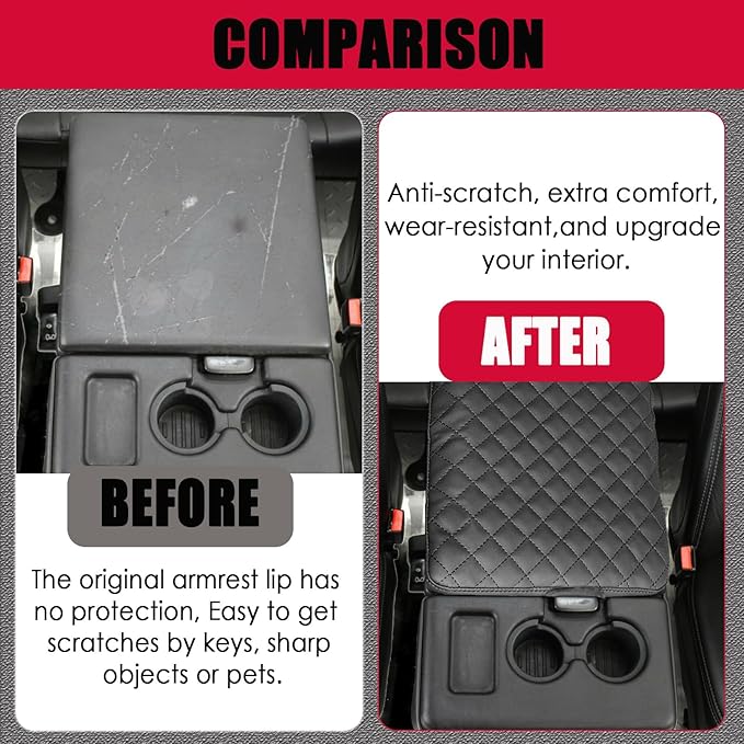 Center Console Cover for Ford F250 F350 F450 Super Duty 2011-2016/ F150 2011-2014 with Jump Seat, Scratch Resistance Armrest Cover Interior Accessories (Jump Seat Only)