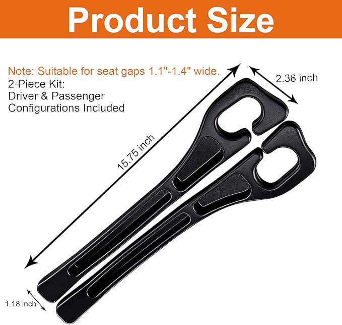 2 Pack Car Seat Gap Filler, No-Drop Seat Side Gap Seam Filler Organizer with Phone Holder, Universal Fit Fill The Gap Between Seat and Console, Auto Accessories for SUV Truck Sedan