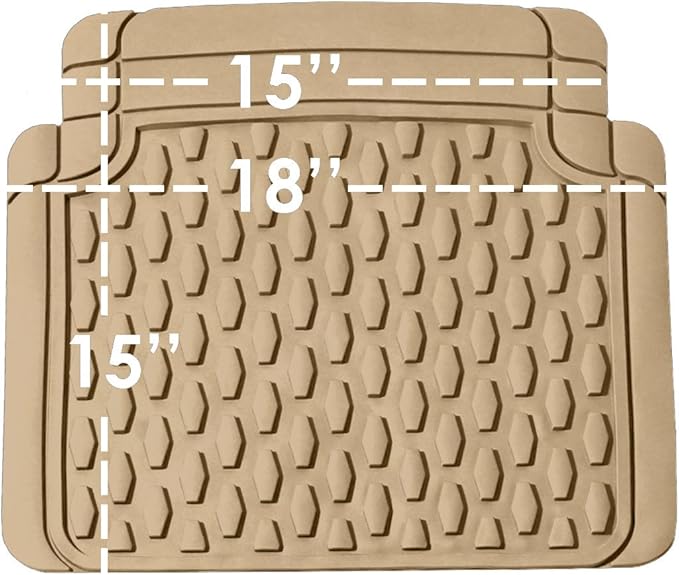 FH Group Automotive Floor Mats - Heavy-Duty Rubber Floor Mats for Cars, Universal Fit Full Set, ClimaProof Floor Mats, Trimmable Floor Mats For Most Sedan, SUV, Truck Floor Mats Beige