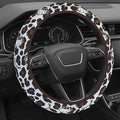 Cute Steering Wheel Cover for Women, Machine Washable Universal 14.5-15.5 inch Non-Slip Grip All Weather Use (Brown Leopard Cats)