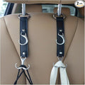 Car Seat Headrest Hook, 2PCS 3 in 1 Leather Vehicle Seat Back Hanger Holder for Grocery Purse Cloth Handbag, Automotive Backseat Storage Organizer, Universal for Truck SUV Sedan (Black)