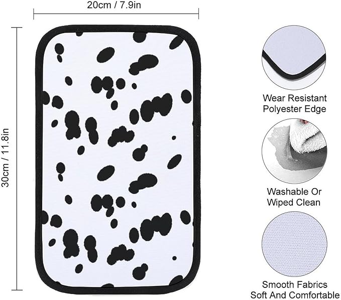 Black and White Spotted Car Center Console Cushion Pad,Waterproof Armrest Seat Box Cover Protector,Comfortable Car Decor Accessories Fit for Most Cars, Vehicles, SUVs