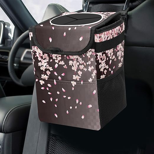 GVGHIDZ Car Trash Can – Multi-Purpose, Lightweight and Portable with Durable Water-Resistant Coating, No Installation Required, Practical and Ample Capacity, Variety of Colors.Pink Falling Petals