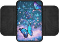 Blue Sparkling Butterfly Print Center Console Covers for Cars Soft Auto Armrest Storage Box Mat Non-Slip Car Armrest Cover Cushion Armrest Cover Center Console Pad