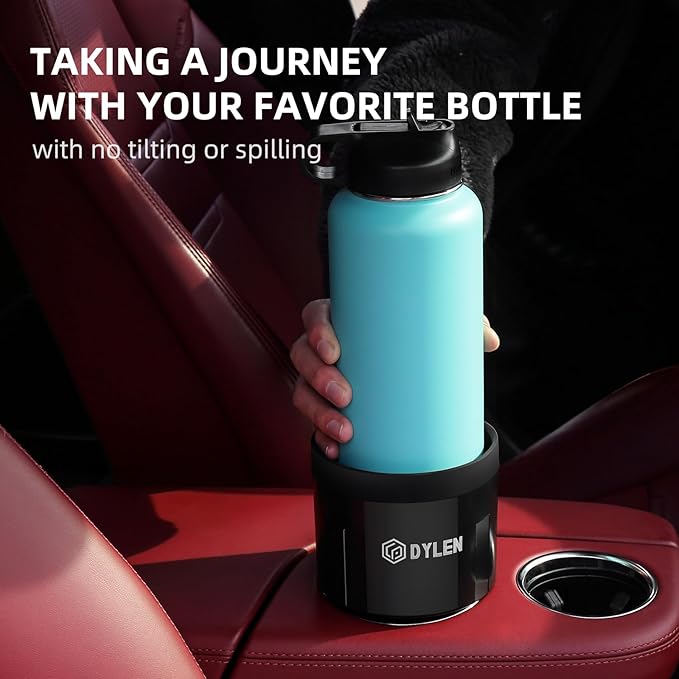 DYLEN Car Cup Holder Expander, Cup Holder Extender Adapter for Car with Expandable Insert, Compatible with Yeti 20/26/30oz, Hydroflask 32/40oz, Large Water Bottles in 3.0"-4.1"