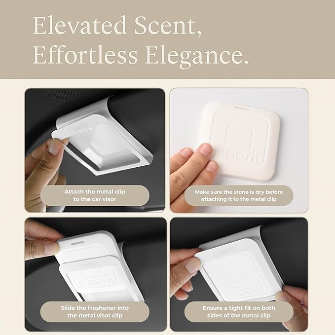 Aeris Car Fragrance Starter Kit - Includes Clip + Refillable Scent Stone (Citrus Bloom (Starter Kit))
