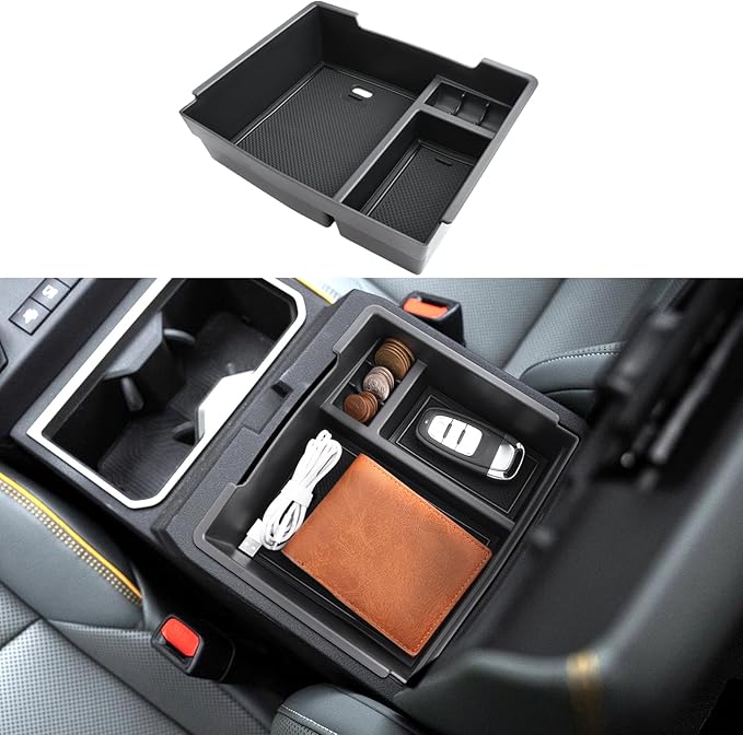 Coleya 2024 2025 2026 Tacoma Center Console Organizer for Toyota Tacoma (SR5/TRD Off-Road/TRD Sport/TRD Pro/Limited/Trailhunter), Durable ABS Plastic Armrest Tray Insert 2026 2025 Tacoma Accessories