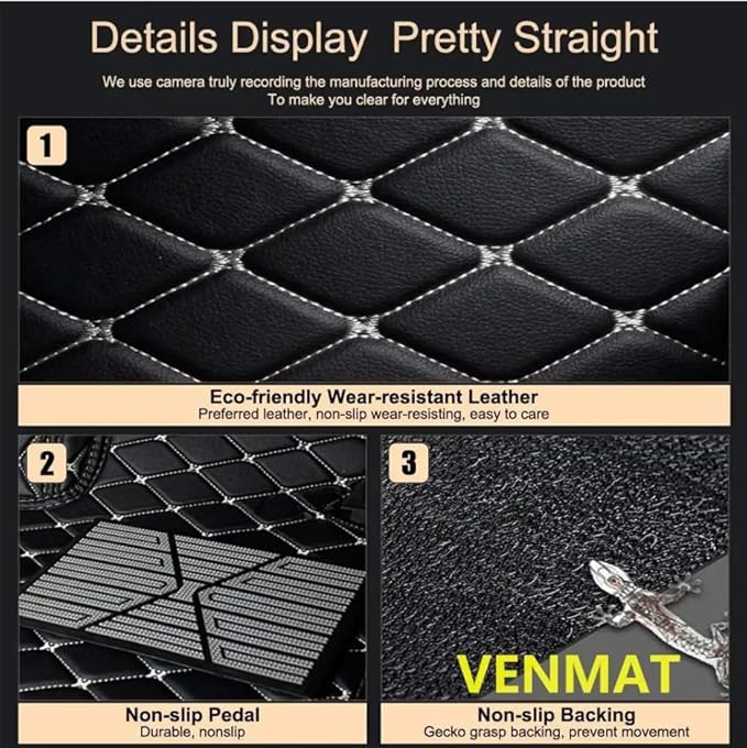 Custom Luxury Leather Black Car Floor Mats Upgrade Your Car's Interior All-Weather Protection for Cars, SUVs, Trucks Compatible with Automotive Mats (Black)