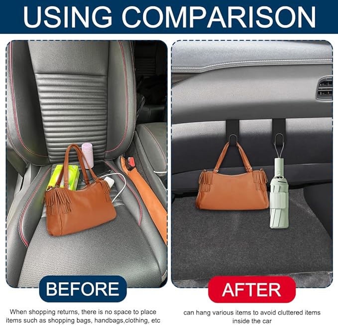 Car Co-Pilot Glovebox Hooks, Glove Box Organizer for Car, Anti-Scratch Vehicle Passenger Seat Storage Hanger, Auto Accessories Auto Glove Box Front Seat Hook for SUV Sedan Truck (Black)