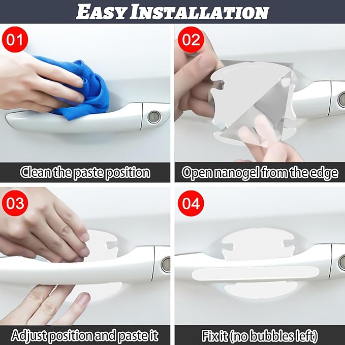 Transparent PVC Car Door Protector, Handle Cup Protective Sticker Auto Door Paint Guard Universal for Most Car Handle(8PCS)
