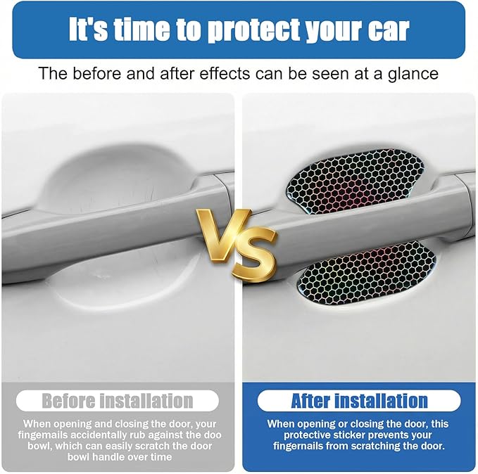 6 Pcs Black Carbon Fiber Car Door Handle Protector, 3D Door Handle Scratch Protector for Vehicles, Universal Cars Accessories for Most Models, Cars Doors Handles Cup Protectors Stickers