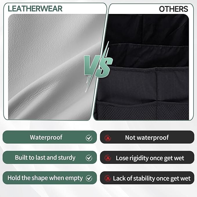 XCF Car Trunk Organizer, Leather Collapsible Trunk Organizer for suv with Lid and Push-pull Handle Car Trunk Storage Organizer for Cars, SUV, Minivan, Truck, Sedan (White)