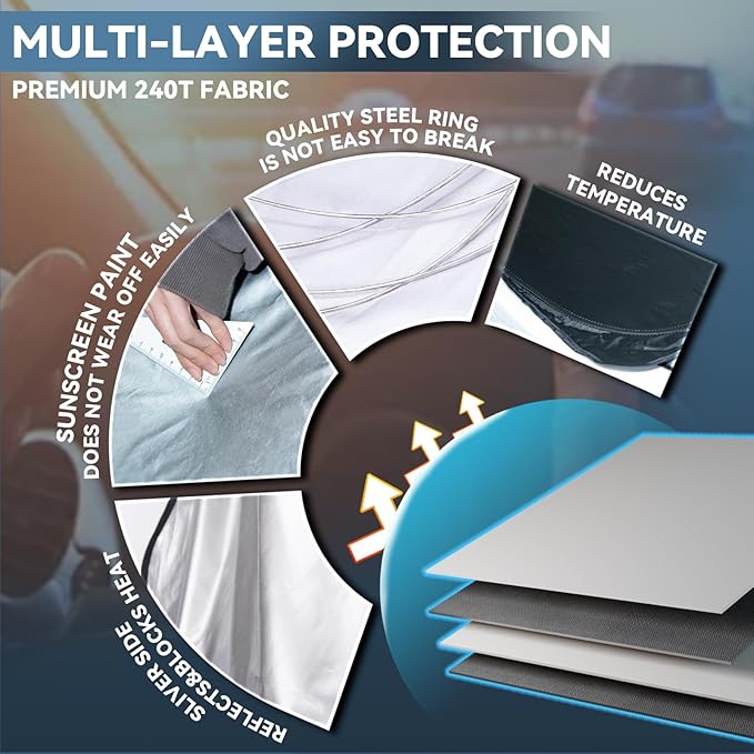 for Toyota CHR 2018-2024 Windshield Sun Shade - 4 Layers Car Sunshades for Front Windows Shade Cover Custom Fit CHR Sun Visor 240T Retractable Shade Blocks UV Rays Car Accessories