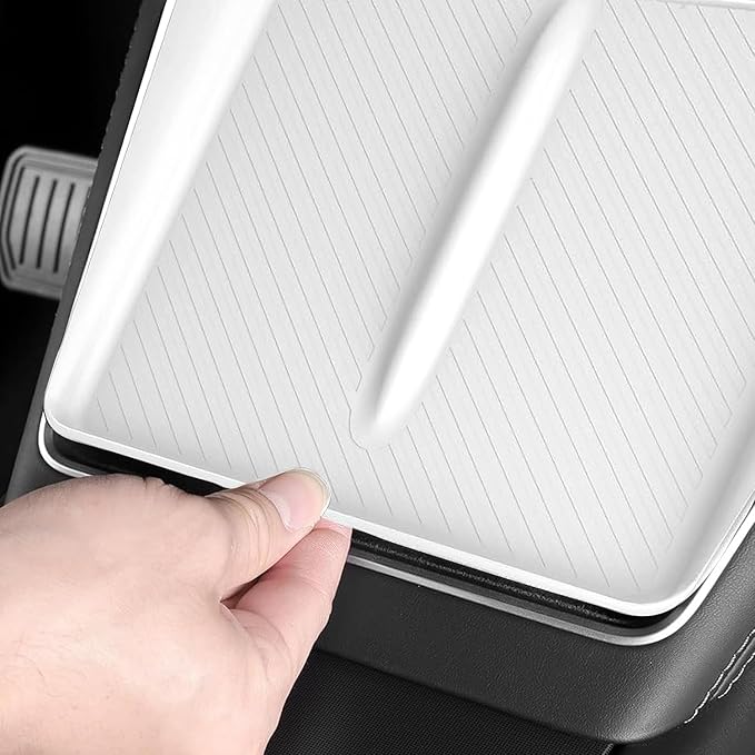 for 2026 2025 Tesla Model Y Juniper New Center Console Wireless Charging Pad Non-Slip Silicone Mat Wireless Charger Mat for Model Y Juniper Center Console (White)
