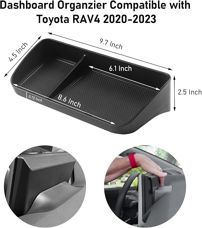 Jaronx Compatible with Toyota RAV4 Dash Organizer 2025 2024 2023 2022 2021 2020, 8" Screen Dashboard Organizer Tray for Toyota RAV4 Accessories