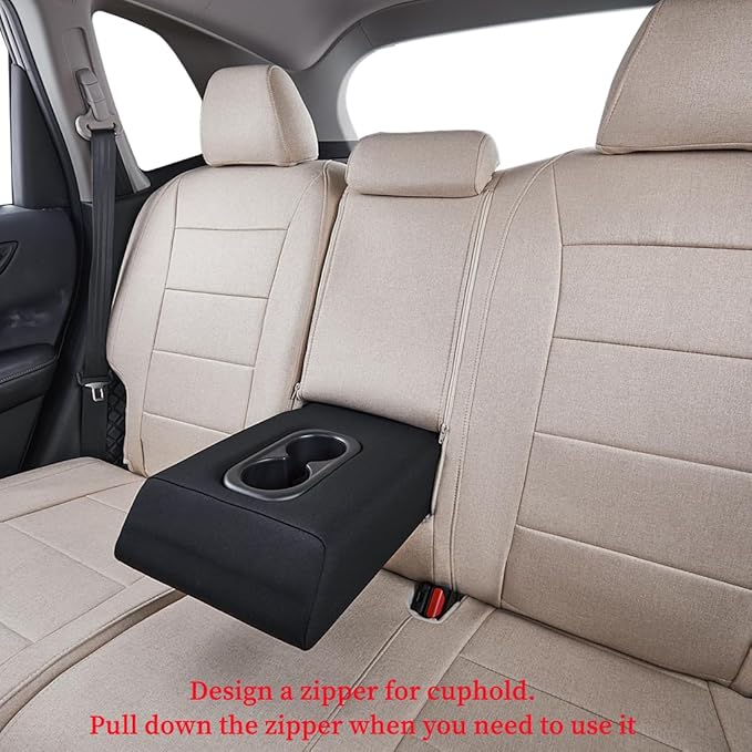 Coverdram Custom Seat Covers Compatible with Select Nissan Rogue(Not for Select) 2014 2015 2016 2017 2018 2019 2020 Models (Beige,Full Set)
