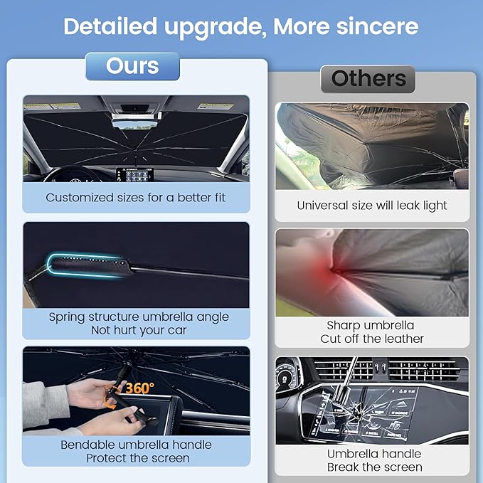[2025 Upgrade] Rilsen Windshield Sun Shade Umbrella for 2019-2023 2024 Subaru Forester Front Car Window Shades Double Thickened Foldable Sunshades Keep Cool and Protect Interior