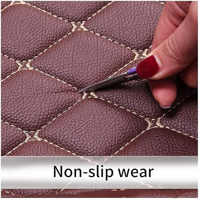 Custom Car Mats All Weather Fit Automotive Floor Mats PU Leather Protector Mat for Most Sedan, SUV, Truck Floor Mats (Wine Beige Thread)