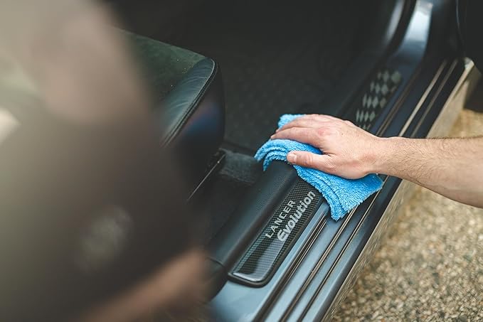 The Rag Company - The Eaglet 500 - Professional Korean 70/30 Blend; Super Plush Microfiber Detailing Towels; Perfect for Wheels, Mirrors, and More; 500GSM; 8inx8in, Blue (10-Pack)