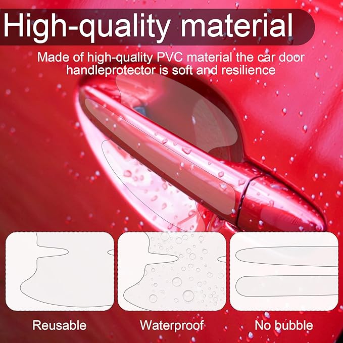 16 Pcs Car Door Handle Scratch Protector, Transparent Waterproof Anti-Scratches Car Door Cup Protector Universal TPU Car Door Sticker Protective Films for Most Car Handles