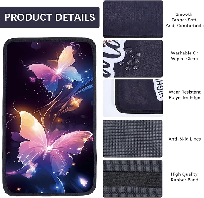 CREATCABIN Butterfly Car Center Console Cover Pad Car Armrest Seat Box Cover Vehicle Center Console Armrest Pad Comfortable Car Accessories Interior Protector for SUV Sedan Truck 12.6×7.5in