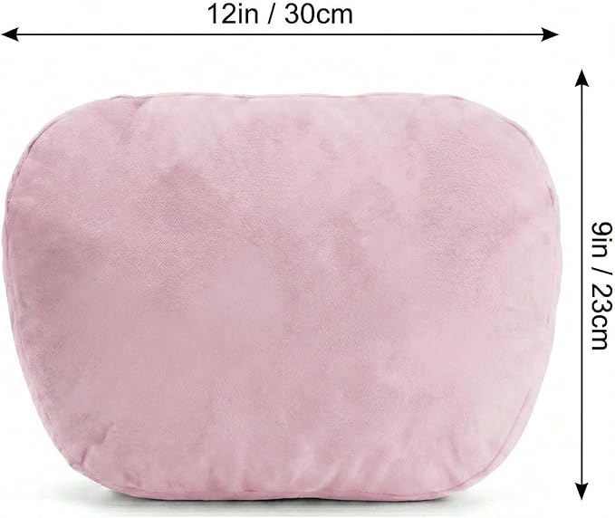 2PCS Car Pillow for Car Neck Pillow for Driving Seat Leather Neck Support Soft Cushion Back Support Head-Rests for Vehicle Sleeping with Elastic Adjustment Strap (Light Pink, Head)