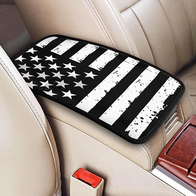 Black American Flag Car Armrest Cushion USA Flags Foam Car Arm Rest Cover Pad Patriot Star Stripe Cars Center Console Armrest Lid Covers