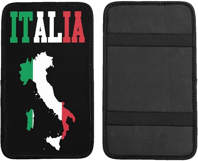 Vintage Italy Italia Italian Flag Car Center Console Cover, Universal Waterproof Armrest Pad, Soft Comfort Cushion & Scratch-Resistant Protector for Cars, SUVs and Trucks