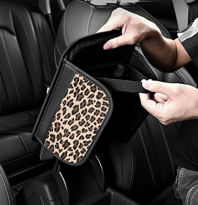 Forala Auto Center Console Pad PU Leather Car Armrest Seat Box Cover Protector Universal Fit (Tan)