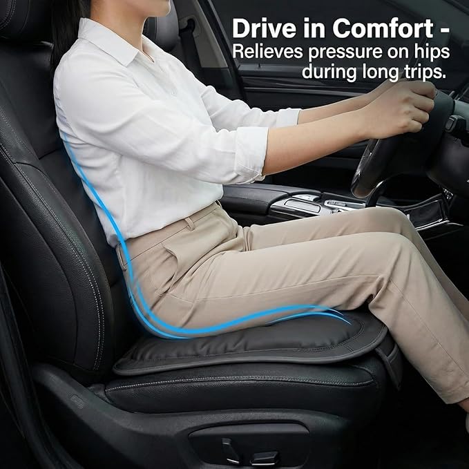 Bzxpk Skin-Friendly & Dirt-Repellent Leather Car Seat Cushion, Non-Slip PU Leather Seat Cover for Car, Office Chair & Travel, Breathable Comfort Cushion (Brown, Backrest)