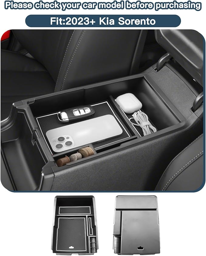 Ruiya 2021-2026 Sorento Center Console Organizer for 2026 Kia Sorento Accessories ABS Material Armrest Console Organizer Compatible with 2021 2022 2023 2024 2025 2026 Kia Sorento