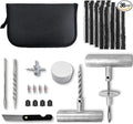 36PCS Heavy-Duty Universal Tire Plug Repair Kit – Car/Motorcycle/Truck/RV Emergency Flat-Tire Fix Set with T-Handles, 20 Self-Vulcanizing Plugs, Valve Tools & Compact Storage Bag