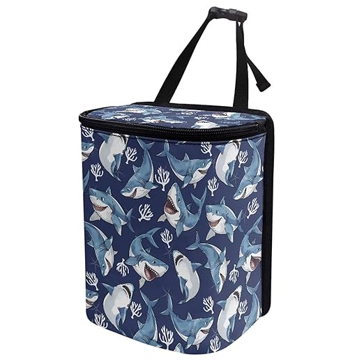 Cute Shark Car Trash Can Easy to Install Hanging Garbage Bin for Back Seat Leak Proof Lightweight Car Garbage Cans Fashion Car Interior Accessories for Most Cars, SUVs