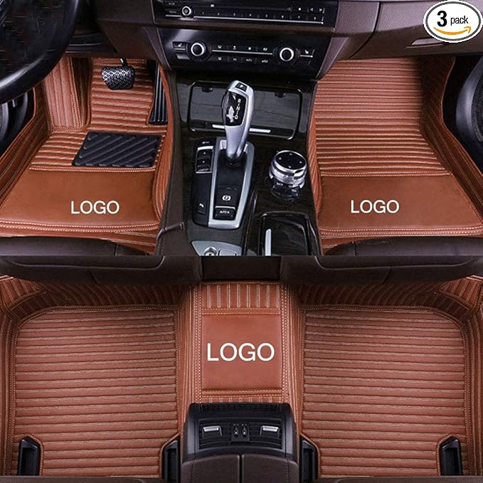 Custom Car Floor Mats Fit 96% Car Model Luxury Leather Waterproof Anti-Skid Full Coverage Liner Front Rear Mat/Set (Brown -3D)