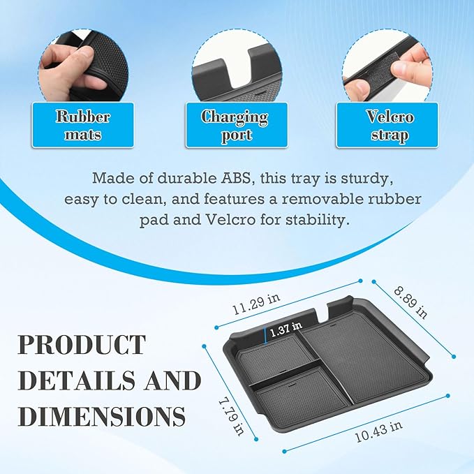 EDBETOS Front Center Console Organizer Tray for 2024-2025 Chevy Silverado 2500HD/3500HD Console Compartment Cover Hidden Organizer Insert Tray (Full Console w/Bucket Seats Only ! Not for Sierra!)