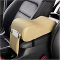 Car Center Console Cover, Soft Memory Foam Auto Arm Rest Pillow with Phone Holder Storage Bag, Waterproof Leather Armrest Seat Box Protector Comfy Cushion Pad for Most Cars (Beige)