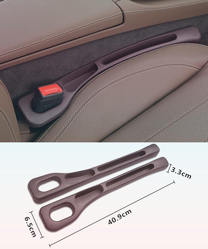 AFSONGOO 2 Pack Car Seat Gap Filler, Universal Fit PU Car Seat Gap Plug to Fill The Gap Between Seat and Console, Car Seat Crevice Blocker Stop Things from Dropping (Black)