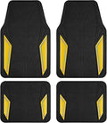 PIC AUTO Rubber Floor Mats, Yellow Aluminum Film with Colorful Piping Floor Mats for Cars, Car Mats with Non-Slip Backing, All-Weather Protection, Trim-to-Fit Liner for Cars, SUVs, Trucks, Vehicles