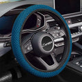 KAFEEK Elastic Stretch Steering Wheel Cover, Breathable Ice Silk Microfiber, Non-Slip Grip, Warm in Winter and Cool in Summer, Odorless, Car Accessories Fit Cars, Sedans, SUVs, Sky Blue