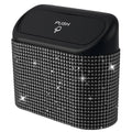 Bling Car Trash Can with Lid Mini Auto Garbage Bin Rhinestone Hanging Vehicle Trash Container Odor Proof Organizer (Black)