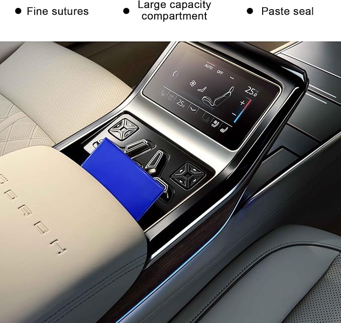 Ziciner 2PCS Car Registration and Insurance Holder, 5.2"× 4.7" Leather Auto Glove Box Organizer with Closure, Essential Car Document Holder for Card, Driver License (Blue)