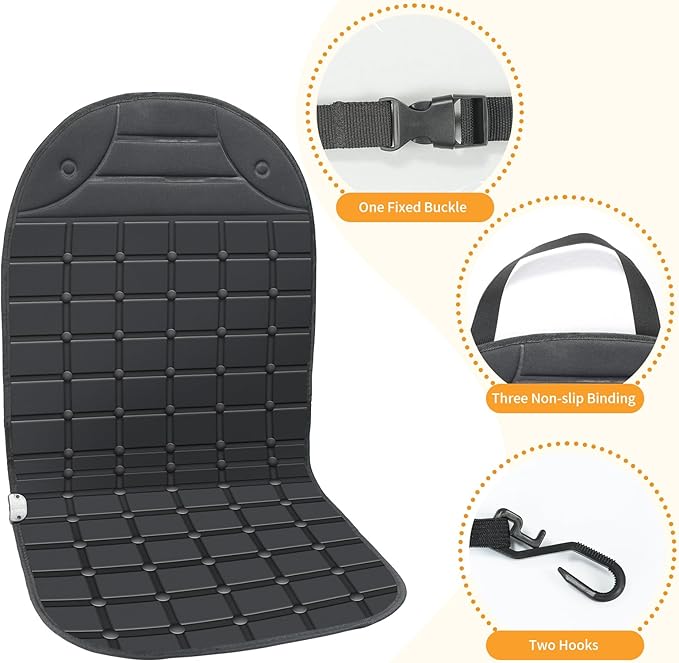 2-Pack Seat Cushion - Comfortable Winter Seat Cushion with Adjustable Buckle for Full Back and Seat (Black)