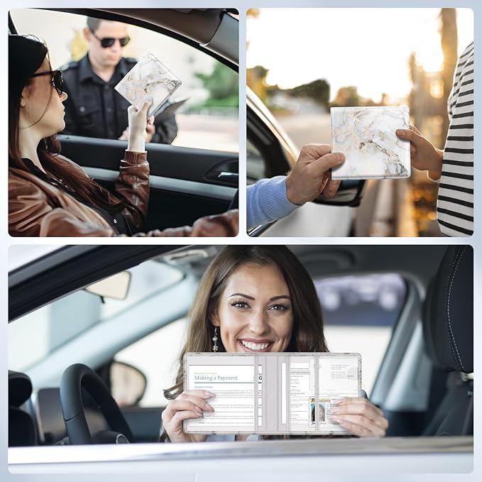 Pisypox Car Registration and Insurance Card Holder，Vehicle Glove Box Car Organizer，Accessories Case for Storing Driving Licences, Cards, Documents