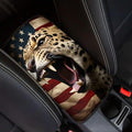 Car Center Console Pad, Universal Waterproof Car Armrest Seat Box Cover, Car Interior Accessories for Most Vehicle SUV Truck Vintage American Flag Leopard Car Armrest Pad