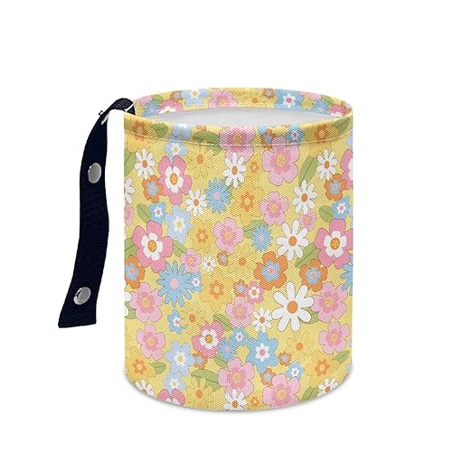 Brosoneto Colorful Hippie Flower Car Trash Bag Car Trash Can for Car Front Seat, Back Seat, Floor, Headrest-Easy to Clean Car Garbage Accessory Car Interior Decoration
