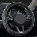 West Llama Microfiber Leather Car Steering Wheel Cover Universal Fit 15-15.5 inch SUV,Sedan,Car,Trucks(Black+Gray Line-M-Large Size)