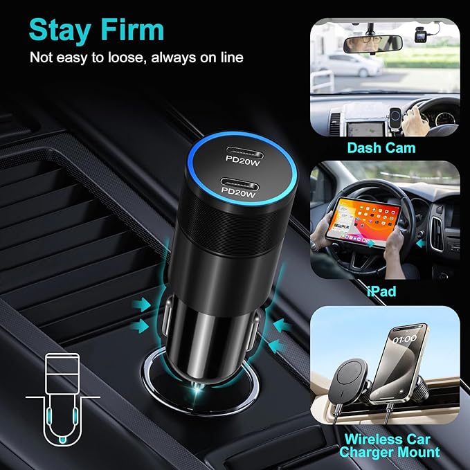 Car Charger Adapter 10 Pack, 65W Multi Port USB C & USB A Car Charger+40W Dual Port USB C Car Charger Cigarette Lighter USB Charger Plug for iPhone 16 15 14 13 12 11 Pad Pro