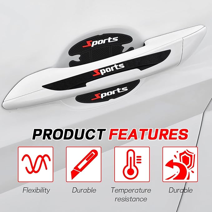 Hovom 8PCS Car Door Handle Protector, Sports Car Door Handle Bowl Sticker, Anti-Scratch Auto Doors Handles Paint Guard Cover, Vehicle Doors Handles Cup Stickers Scratch Protector (Black)